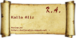 Kalla Aliz névjegykártya